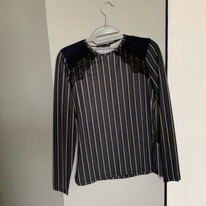 Zara Fitted Long Sleeve Striped Shirt